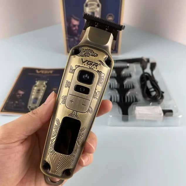 ماشین اصلاح موی سر و صورت حرفهای وی جی ار مدل VGR V-901 | خط زن و صفر زن با قابلیت تنظیم دور موتور