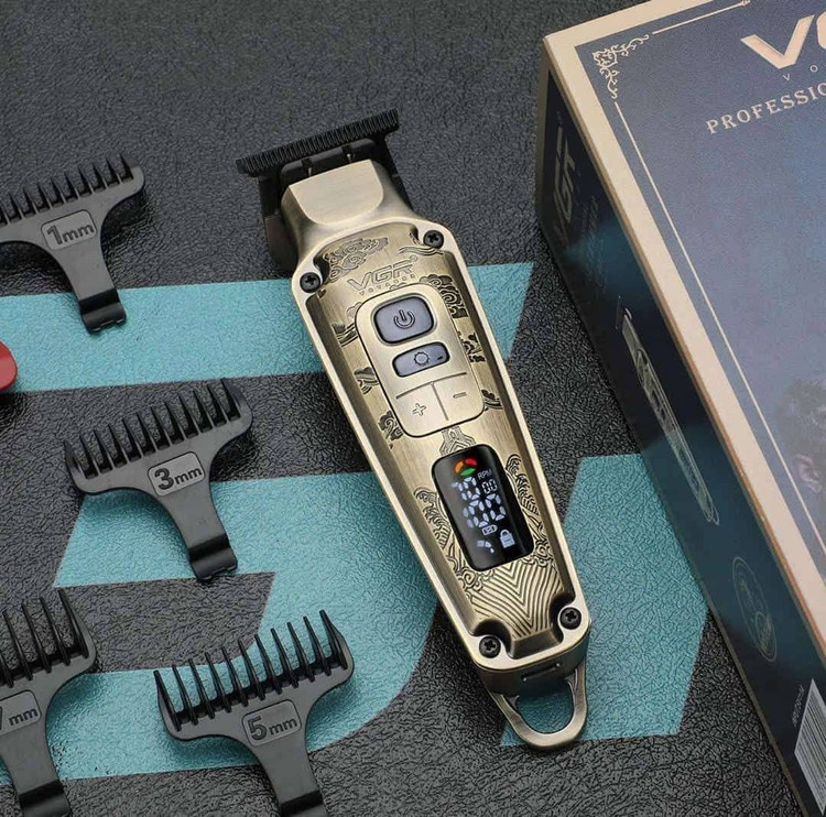 ماشین اصلاح موی سر و صورت حرفهای وی جی ار مدل VGR V-901 | خط زن و صفر زن با قابلیت تنظیم دور موتور