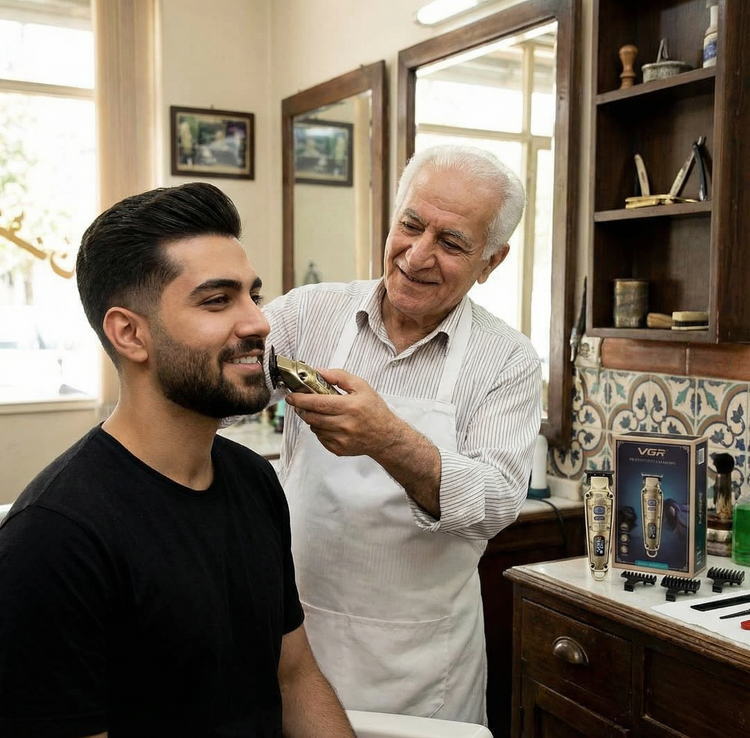 ماشین اصلاح موی سر و صورت حرفهای وی جی ار مدل VGR V-901 | خط زن و صفر زن با قابلیت تنظیم دور موتور
