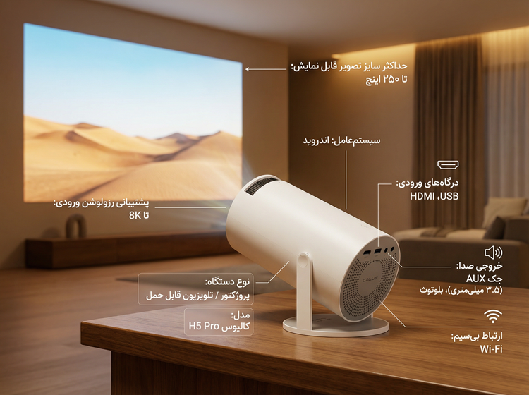ویدئو پروژکتور قابل حمل کالیوس مدل H5 Pro