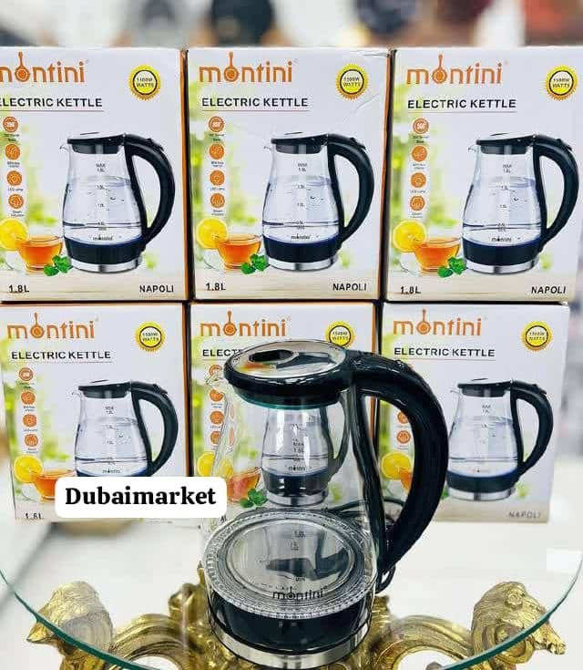 کتری برقی مونتینی مدل NAPOLI شیشهای با چراغ LED